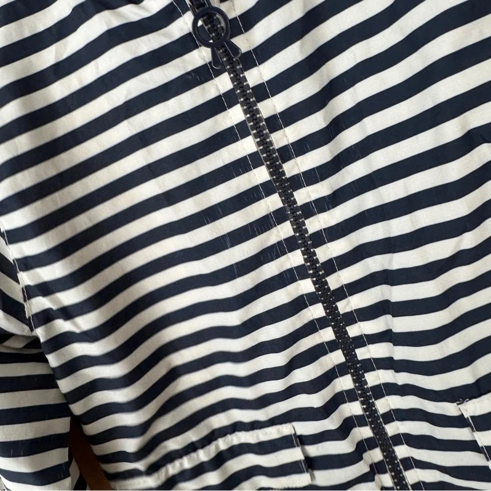 Zara Kids Windbreaker Hoodie Jacket zip up Navy Stripes toddler baby boy rain